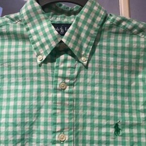 Men's Ralph Lauren Polo shirt, green & white, S